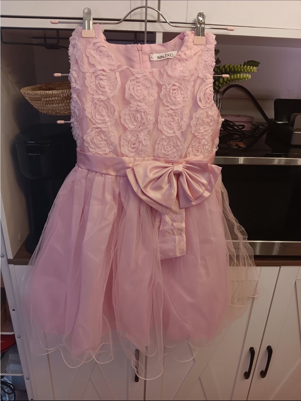 Nina Pink Rosette Tulle Bow Party Dress